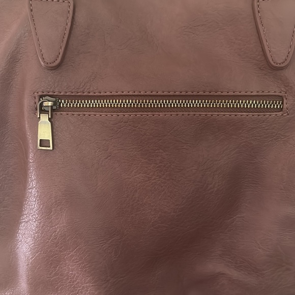 Large Mauve Boho Bag with Top Zipper - Picture 2 of 5